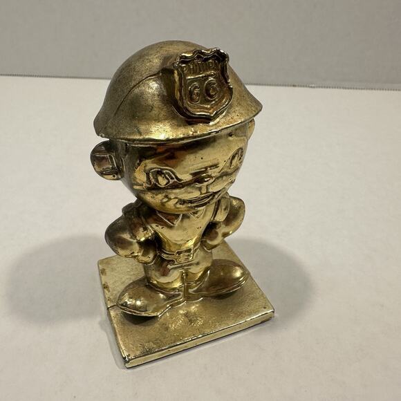 VTG Gold Tone Metal PHILLIPS 66 Petroleum Gas & Oil Field Worker Mascot Figurine - Picture 10 of 12